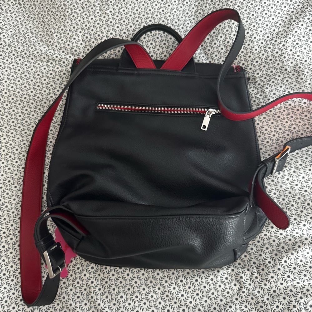 Desigual Black Backpack with Red and Pink Accents - Picture 2 of 2